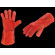 Gants soudeur rouge anti-chaleur , fil kevlar, tout croûte long. 35cm